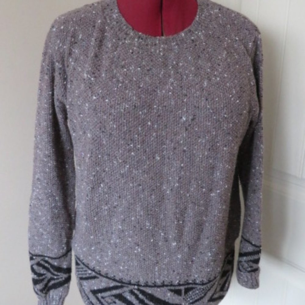 Jon & Anna Acrylic SWEATER Taupe Mix Crew Neck XL (K176)